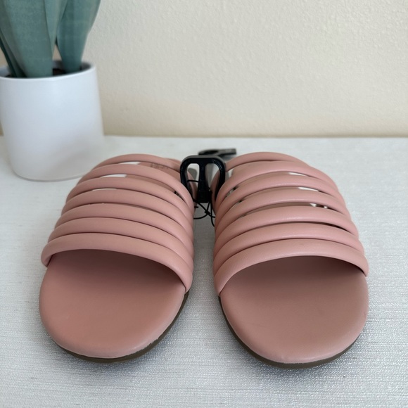 New Time And Tru Blush Pink Vegan Tubular Multi Band Slide Sandals Woman’s 9 - Picture 4 of 9